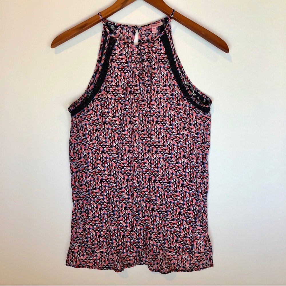 💰Candies patterned halter pink tank top